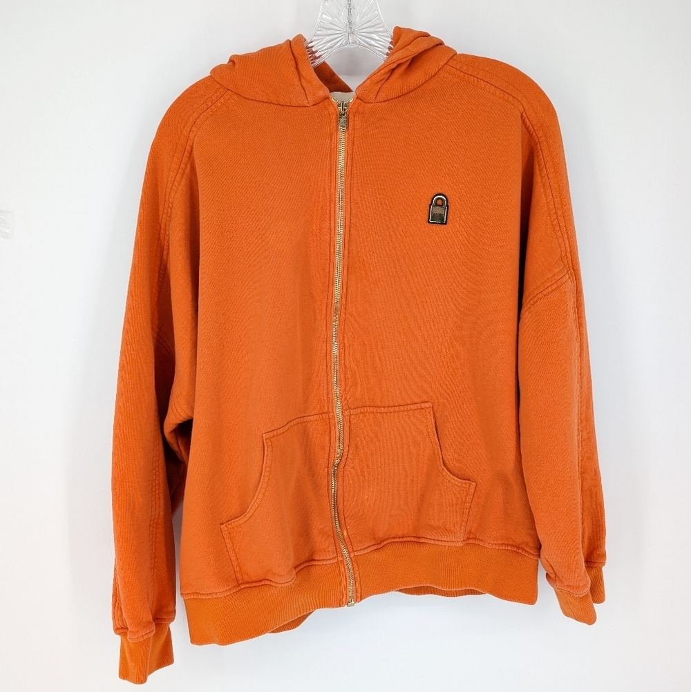 Buscemi New York Mens Lock Hoodie Sweatshirt 100% Cotton Orange Large